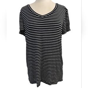 Halogen Black and White Striped Short Sleeve Tee